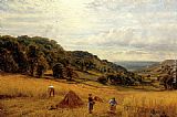 Harvesting At Luccombe, Isle Of Wight by Alfred Glendening